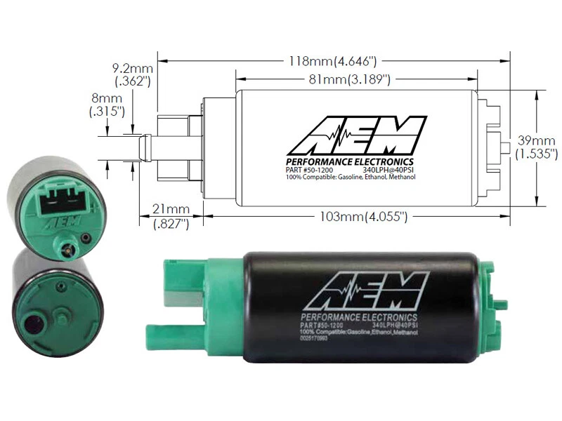 pompa benzina AEM 50-1200 immersione 340 litri/ora LPH E85 etanolo ORIGINALE! - immagine 2