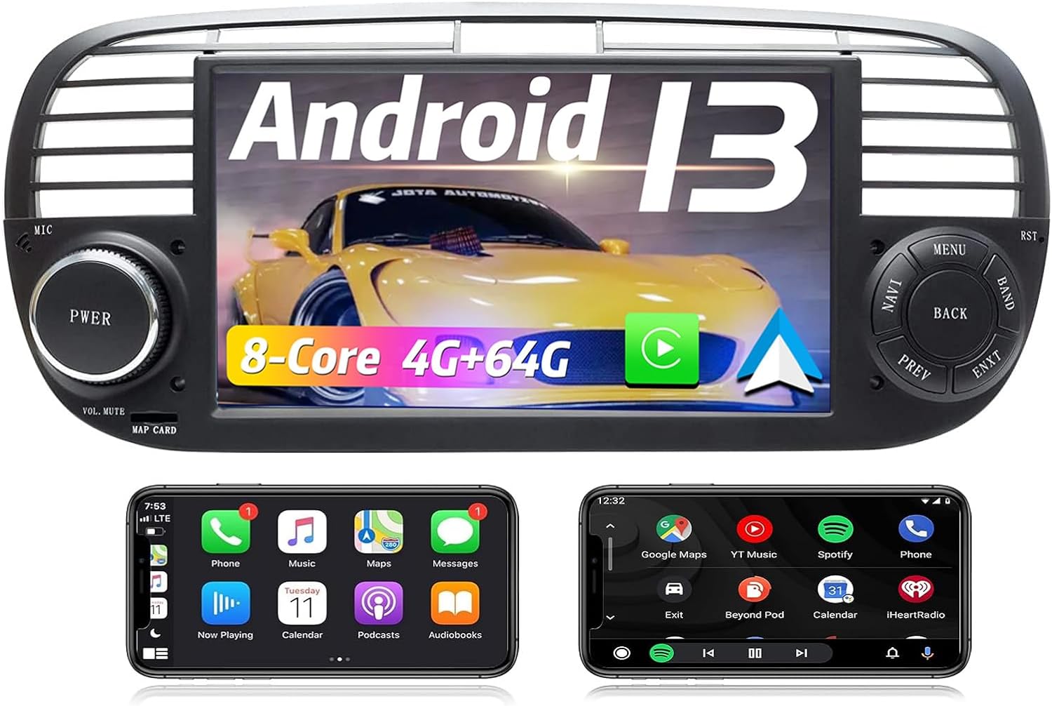 Autoradio Android 13 Fiat 500/Abarth 2007-2016 4 GB RAM 64 GB ROM Plug&Play  – Metalubs Italia
