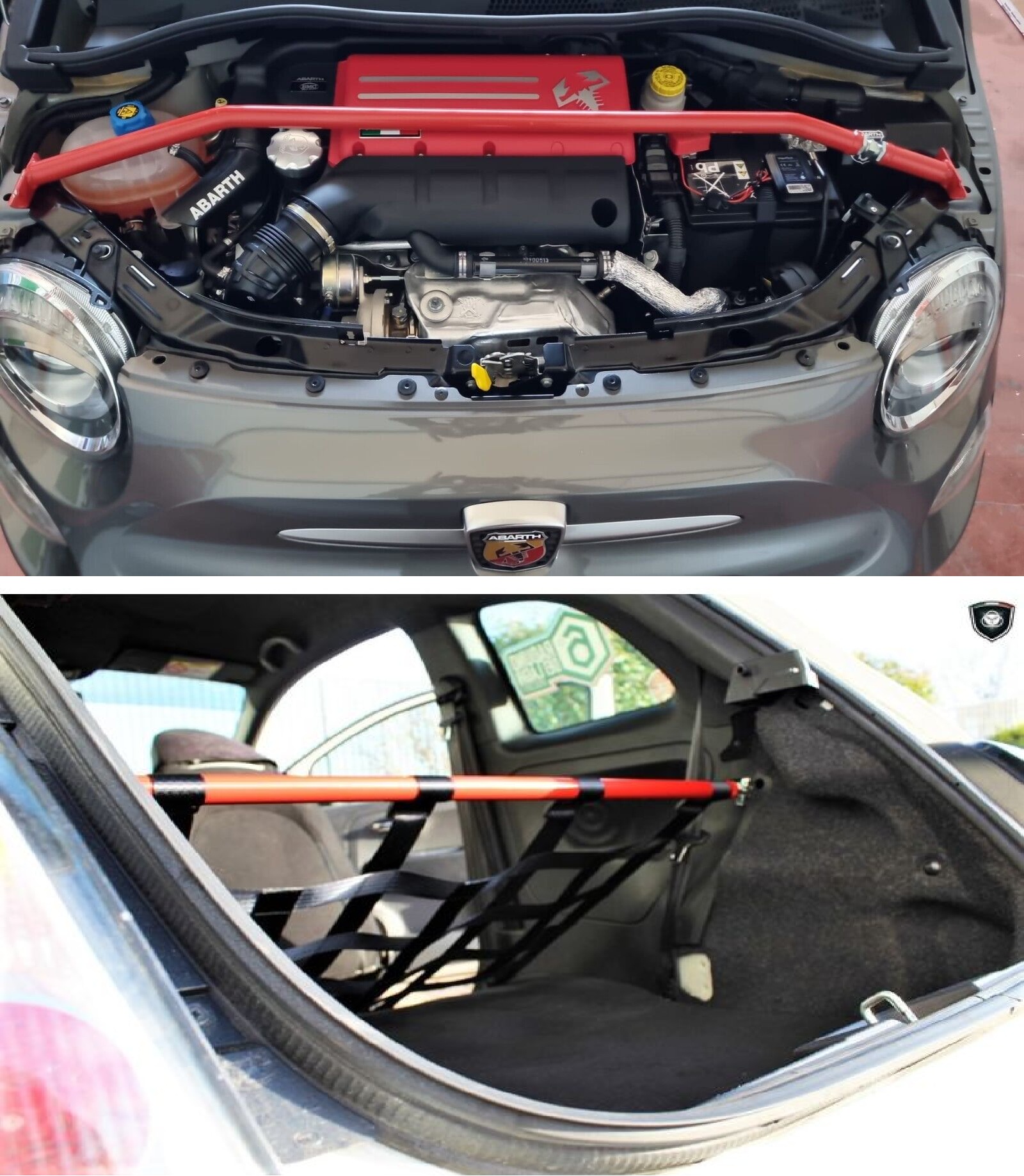 KIT Barra Duomi anteriore e posteriore con rete e tappetino 500/595/695 Abarth